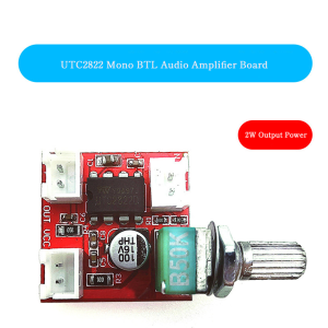 Monday Kids UTC2822M Mini Mono Audio Amplifier Board 2W BTL Amplifier Module Volume Adjustable Single Power 1.8V to 12V