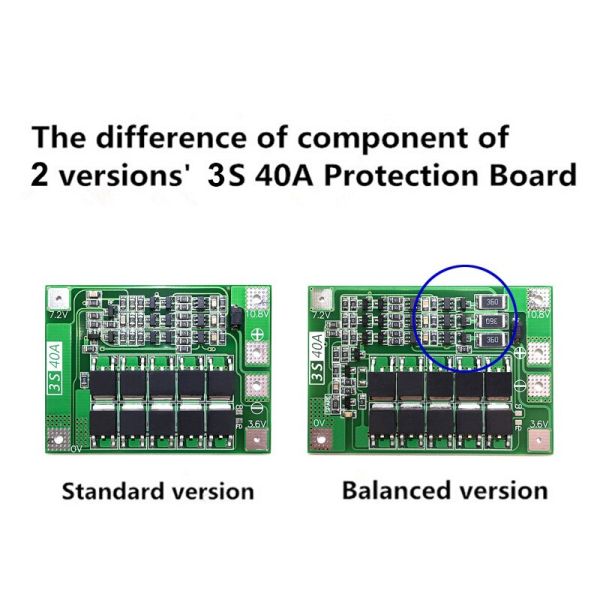 3S 12V 40A Li-ion BMS Protection Board – 18650 Battery Charger With Balance