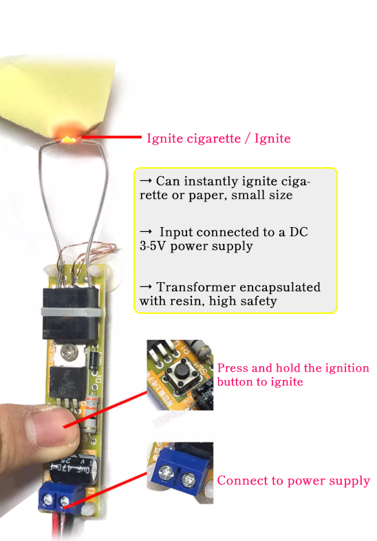 Monday Kids DC 3V-5V Arc Generator High Voltage Transformer Electronic  Lighter for USB Cigarette Lighter